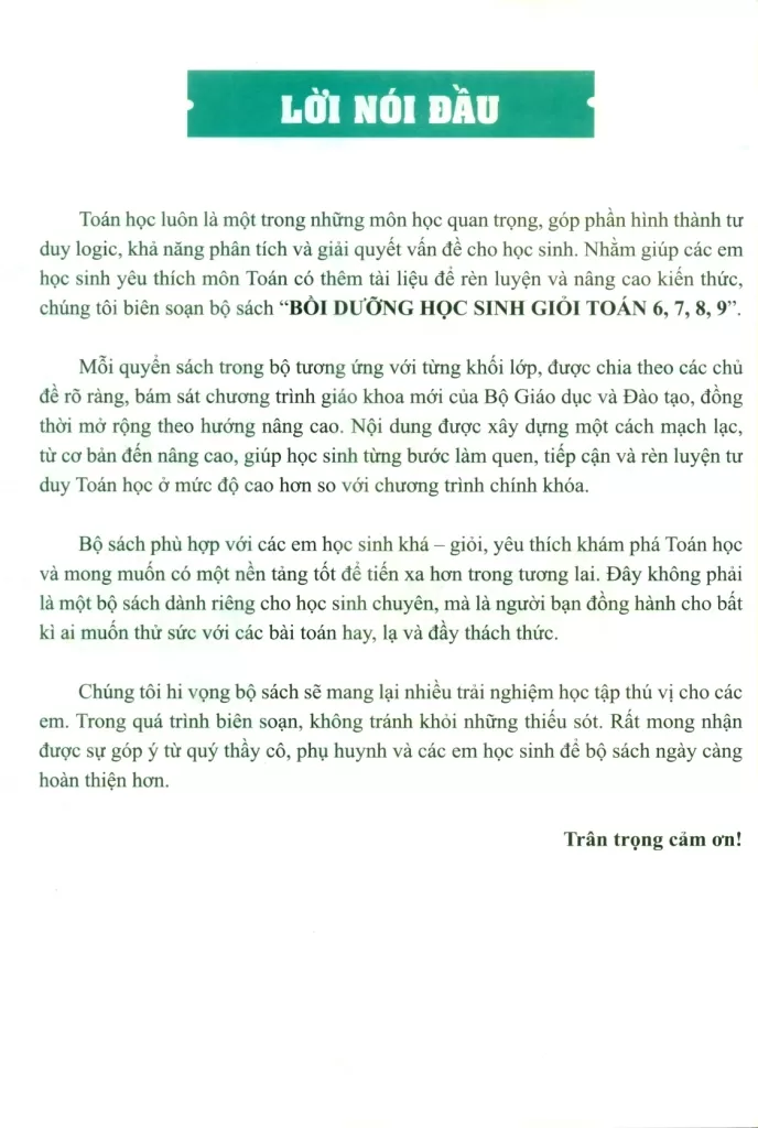 BỒI DƯỠNG HỌC SINH GIỎI TOÁN LỚP 9 (Dùng chung cho các bộ SGK hiện hành)